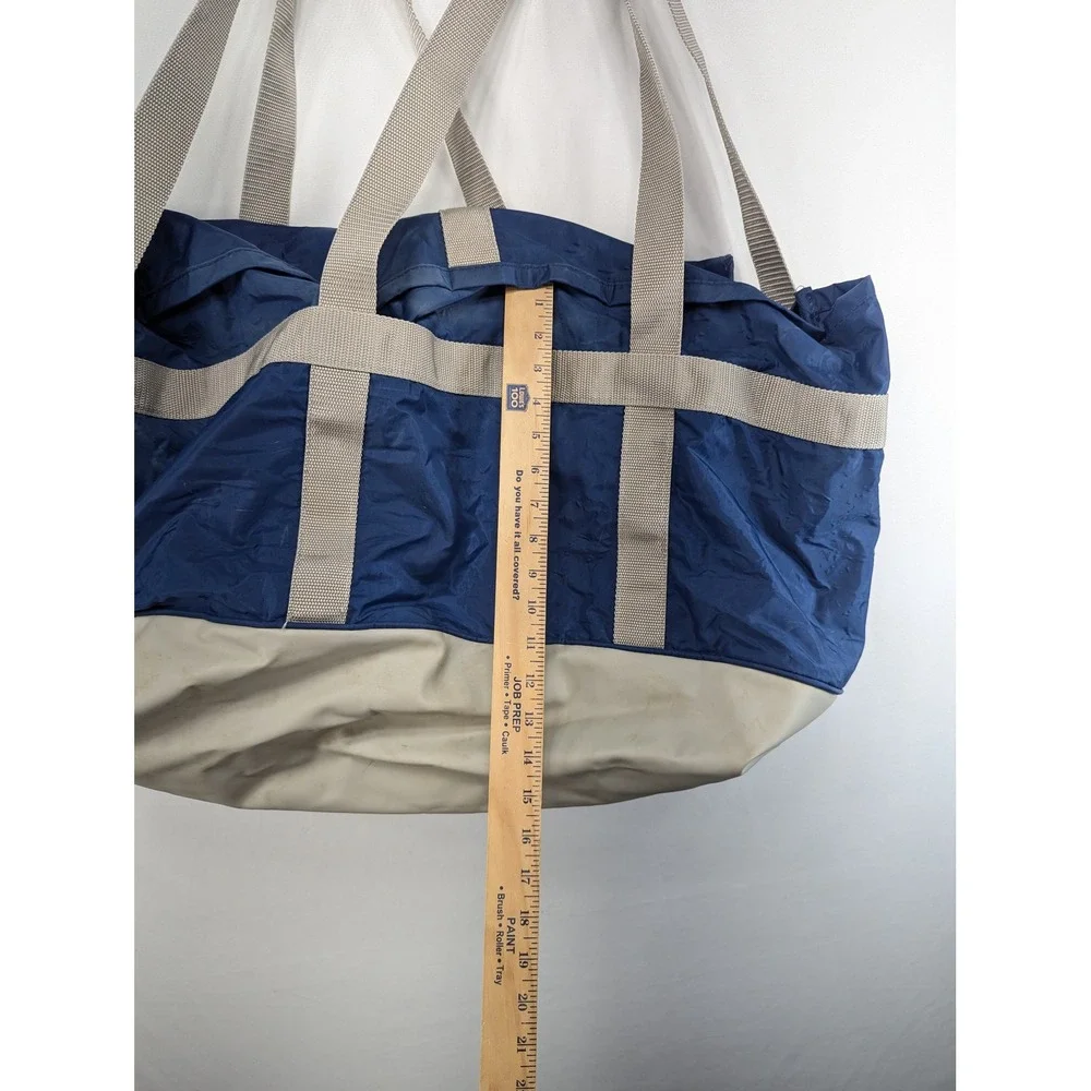 Vintage Tupperware Insulated Tote Bag Navy Blue Tan Large Picnic Grocery Bag